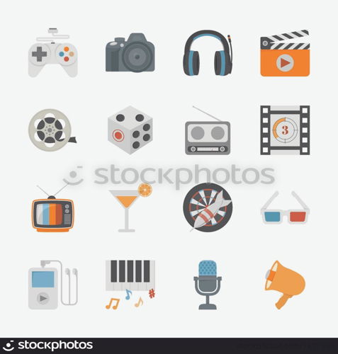 Entertainment Icons with White Background , eps10 vector format