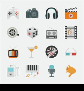 Entertainment Icons with White Background , eps10 vector format