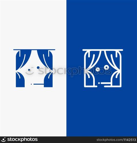 Entertainment, Leisure, Theatre, Usa Line and Glyph Solid icon Blue banner Line and Glyph Solid icon Blue banner