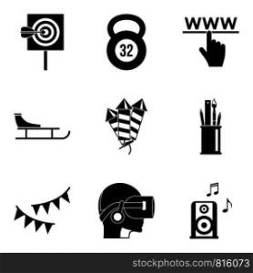 Entertainment of the future icons set. Simple set of 9 entertainment of the future vector icons for web isolated on white background. Entertainment of the future icons set, simple style