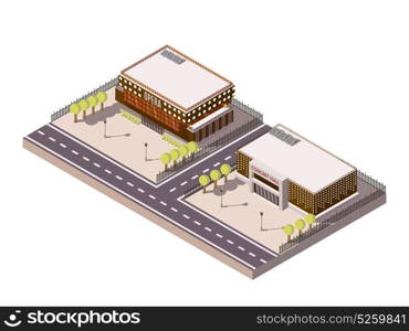 Entertainment Places Isometric Set. Entertainment places isometric set with opera and concert hall vector illustration