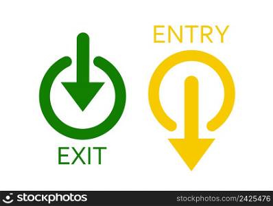 Entrance sign and exit sign. Vector illustration for indoor signage, website icons and applications. Flat style