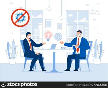 Entrepreneur and Investor Business Negotiation. Businessman Discussing Creative Idea and Investment in Startup. Partner Chatting at Office Table. Successful Profitable Company Strategy after Covid19. Entrepreneur and Investor Business Negotiation