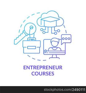 Entrepreneur courses blue gradient concept icon. Business education. Online education trend abstract idea thin line illustration. Isolated outline drawing. Myriad Pro-Bold font use. Entrepreneur courses blue gradient concept icon