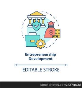 Entrepreneurship development concept icon. Cultural heritage conservation abstract idea thin line illustration. Isolated outline drawing. Editable stroke. Arial, Myriad Pro-Bold fonts used. Entrepreneurship development concept icon