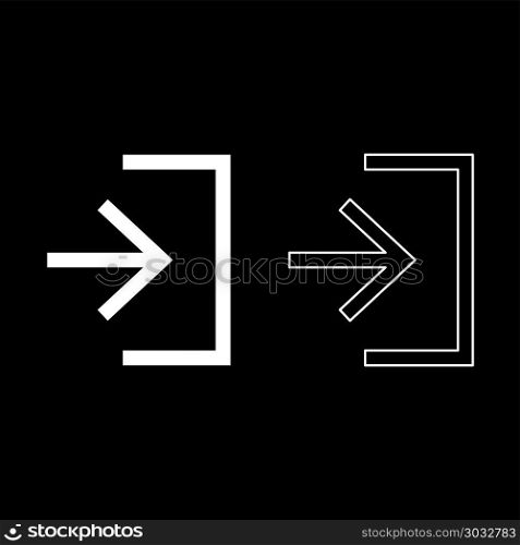 Entry input enter door icon set white color vector illustration flat style simple image outline