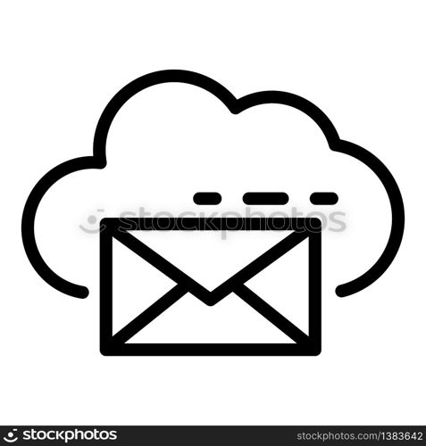 Envelope and cloud icon. Outline envelope and cloud vector icon for web design isolated on white background. Envelope and cloud icon, outline style