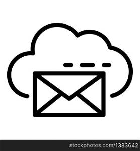 Envelope and cloud icon. Outline envelope and cloud vector icon for web design isolated on white background. Envelope and cloud icon, outline style