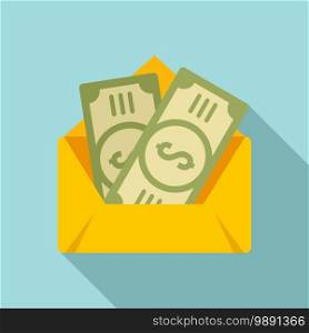 Envelope bribery money icon. Flat illustration of envelope bribery money vector icon for web design. Envelope bribery money icon, flat style