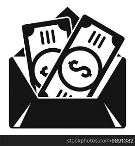 Envelope bribery money icon. Simple illustration of envelope bribery money vector icon for web design isolated on white background. Envelope bribery money icon, simple style