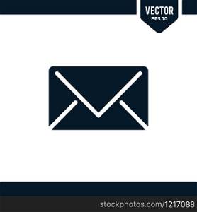 Envelope icon collection in glyph or flat style