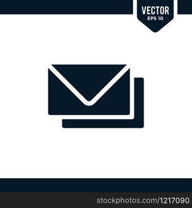 Envelope icon collection in glyph or flat style