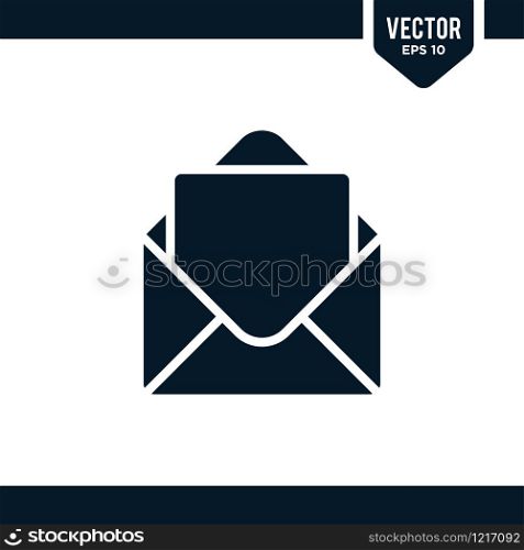 Envelope icon collection in glyph or flat style