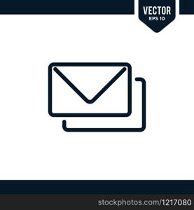 Envelope icon collection in outlined or line art style