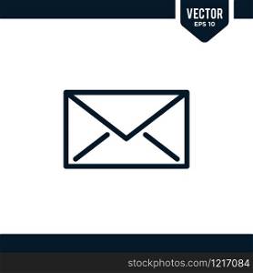 Envelope icon collection in outlined or line art style