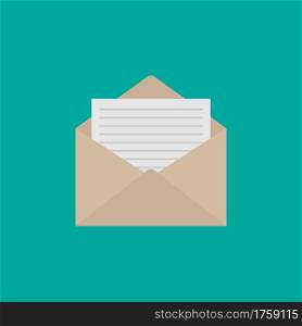 Envelope icon flat style. Mail icon isolated on white background. Vector illustration