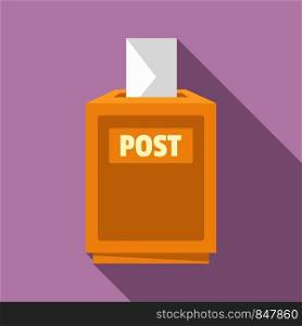 Envelope in post box icon. Flat illustration of envelope in post box vector icon for web design. Envelope in post box icon, flat style