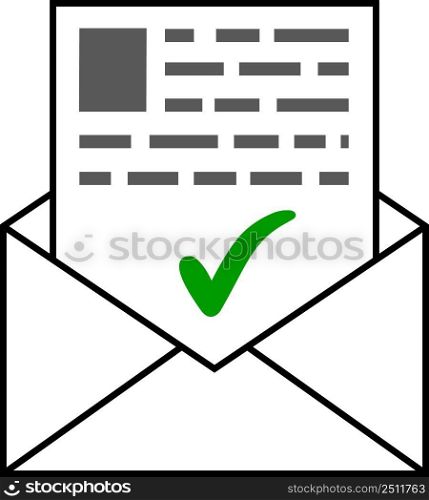 Envelope letter good news document green check mark approval