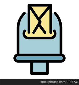 Envelope mailbox icon. Outline envelope mailbox vector icon color flat isolated. Envelope mailbox icon color outline vector