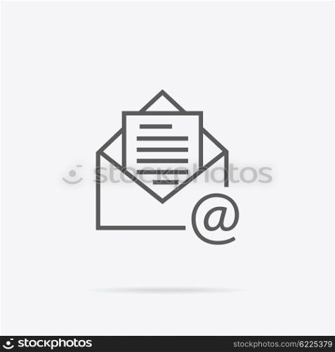 Envelope Open Design Flat. Envelope open design line thin. Letter icon mail. Email logo. Vector illustration