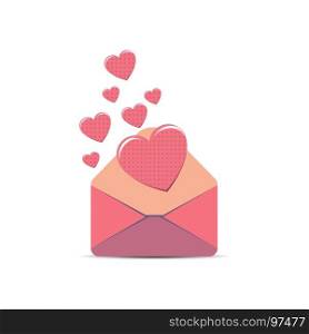 Envelope pink vector letter love illustration. White paper isolated card valentine icon day.