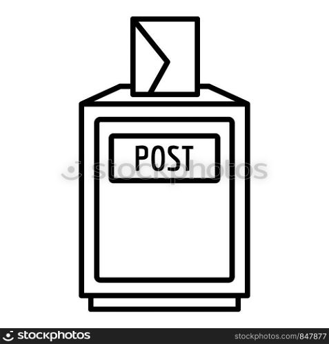 Envelope post box icon. Outline envelope post box vector icon for web design isolated on white background. Envelope post box icon, outline style