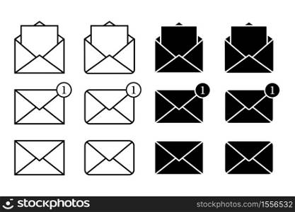 Envelope Set vector icon. Document enclosed in an envelope. Mail Illustration Design.. Envelope Set vector icon. Document enclosed in an envelope.