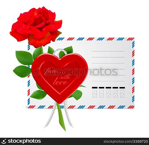 envelope to the St.Valentine illustration isolated on white background