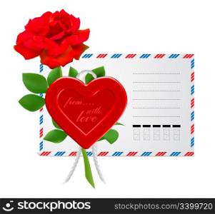 envelope to the St.Valentine illustration isolated on white background