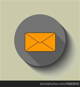 Envelope - Vector icon. Envelope yellow. Flat design