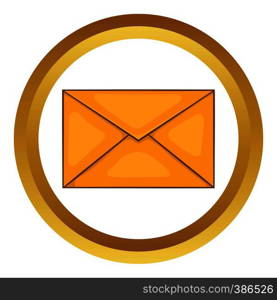 Envelope vector icon in golden circle, cartoon style isolated on white background. Envelope vector icon