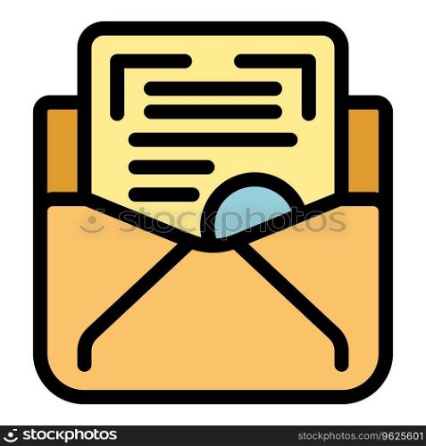 Envelope warranty card icon outline vector. Certificate letter. Business badge color flat. Envelope warranty card icon vector flat