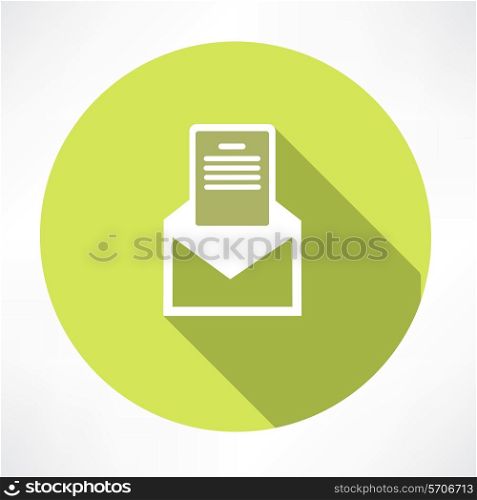 envelope with a sheet. Flat modern style vector illustration