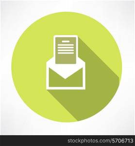 envelope with a sheet. Flat modern style vector illustration