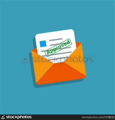 Envelope with approved letter in flat design. Eps10. Envelope with approved letter in flat design