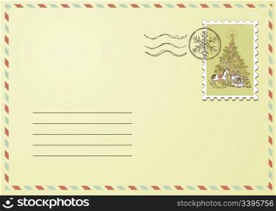 Envelope with Christmas stamp