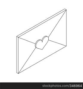 Envelope with heart icon in isometric 3d style on a white background. Envelope with heart icon, isometric 3d style