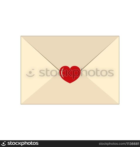 Envelope with heart isolated on white background