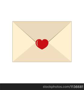Envelope with heart isolated on white background