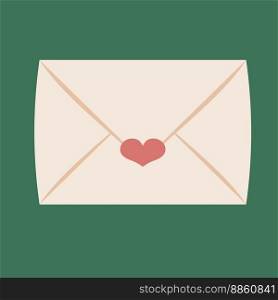 Envelope with heart. Love mail, Valentine s day greeting. Cute vector illustration in flat cartoon style