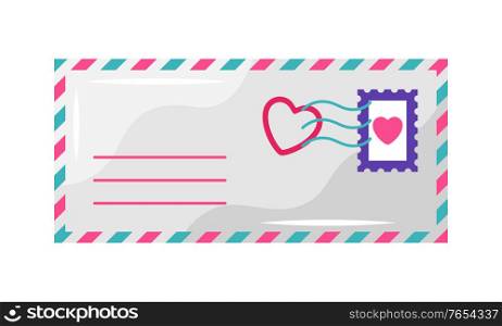 Envelope with heart stamp. Happy Valentine Day symbol.. Envelope with heart stamp.