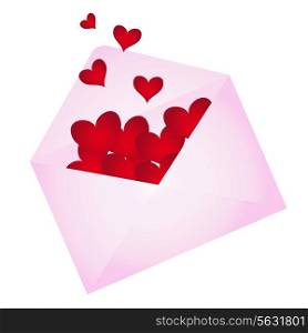 Envelope with hearts popping out. Vector illustration. EPS 10.
