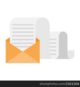 Envelope with long letter. Vector illustration isolated on a white background.