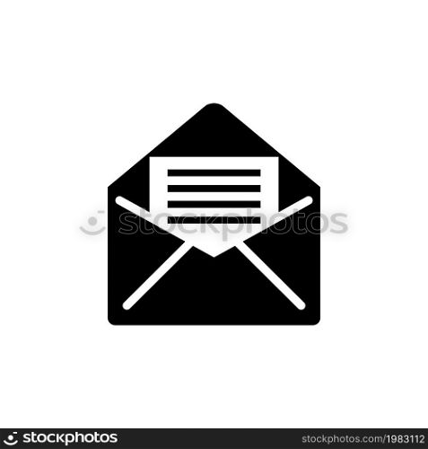 Envelope with Paper Sheet, Open Letter. Flat Vector Icon illustration. Simple black symbol on white background. Envelope with Paper Letter, Mail sign design template for web and mobile UI element. Envelope with Paper Sheet, Open Letter. Flat Vector Icon illustration. Simple black symbol on white background. Envelope with Paper Letter, Mail sign design template for web and mobile UI element.