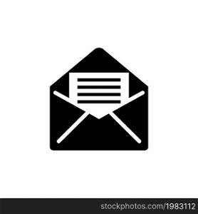 Envelope with Paper Sheet, Open Letter. Flat Vector Icon illustration. Simple black symbol on white background. Envelope with Paper Letter, Mail sign design template for web and mobile UI element. Envelope with Paper Sheet, Open Letter. Flat Vector Icon illustration. Simple black symbol on white background. Envelope with Paper Letter, Mail sign design template for web and mobile UI element.
