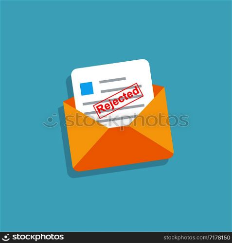 Envelope with rejected letter in flat design. Eps10. Envelope with rejected letter in flat design
