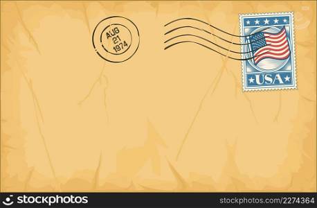 Envelope with stamp and rubber stamp