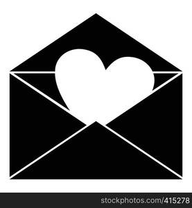 Envelope with Valentine heart icon. Simple illustration of envelope with Valentine heart vector icon for web. Envelope with Valentine heart icon, simple style