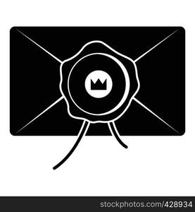 Envelope with wax seal icon. Simple illustration of envelope with wax seal vector icon for web. Envelope with wax seal icon, simple style