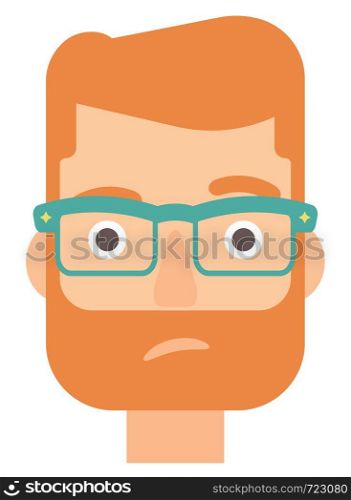Envious man in glasses vector flat design illustration isolated on white background. Vertical layout.. Envious man in glasses.